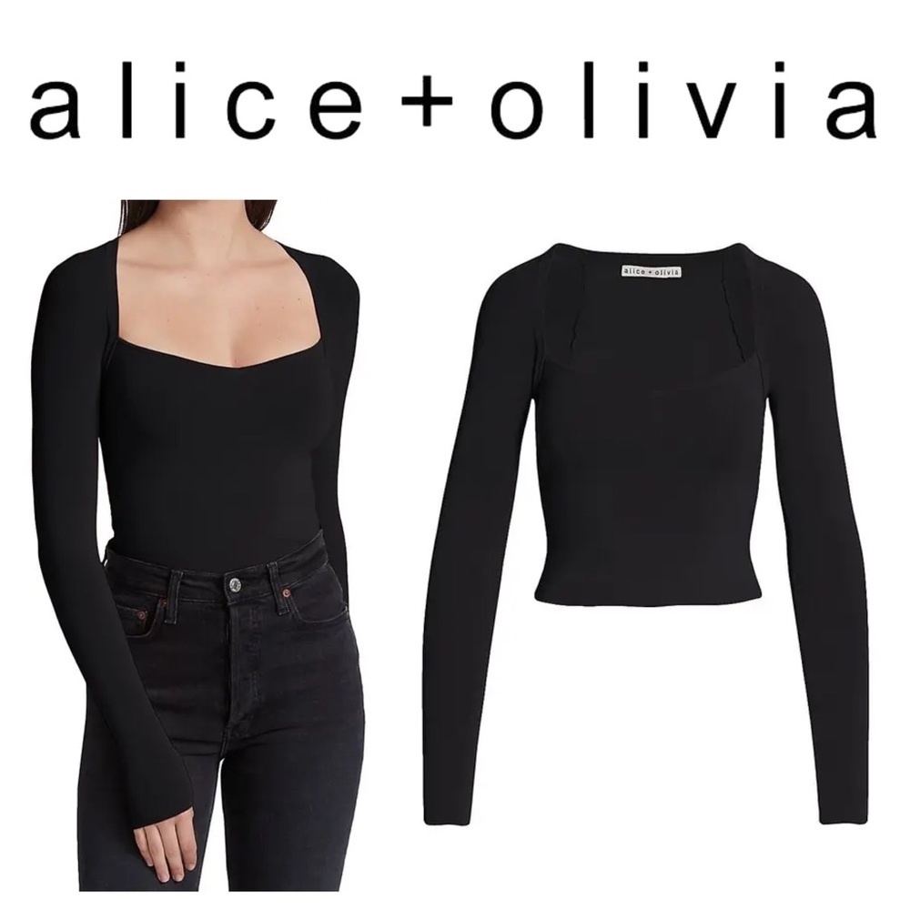 Alice + Olivia Gita Cropped Sweater in Black